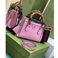 Gucci GG Women Diana Mini Tote Bag Pink Leather Double G (4)