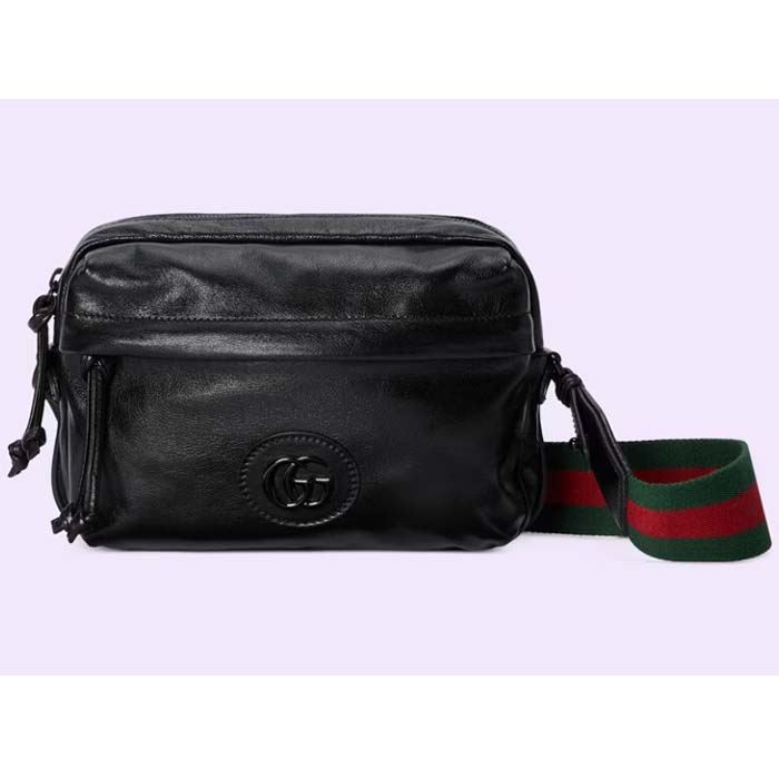 Gucci GG Unisex Shoulder Bag Tonal Double G Black Leather