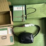 Gucci GG Unisex Shoulder Bag Tonal Double G Black Leather – Image 9