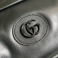 Gucci GG Women Shoulder Bag Tonal Double G Black Leather (2)