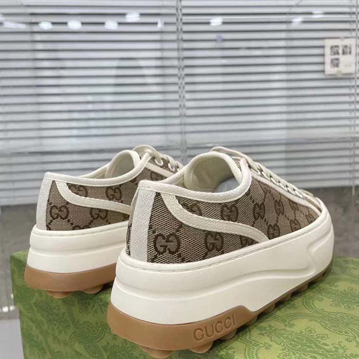 Gucci GG Women’s GG Sneaker Beige Ebony Original GG Canvas Flat 5 Cm Heel (7)