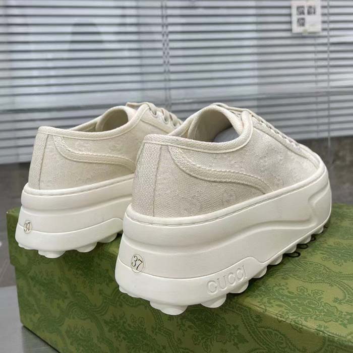 Gucci GG Women’s GG Sneaker White Original Canvas Flat 5 Cm Heel (10)