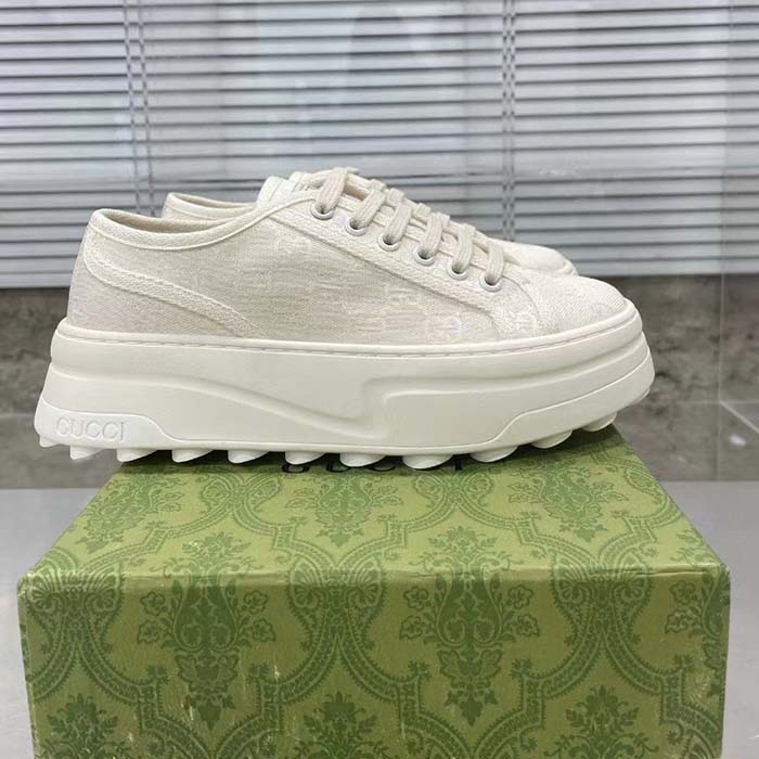 Gucci GG Women’s GG Sneaker White Original Canvas Flat 5 Cm Heel (8)