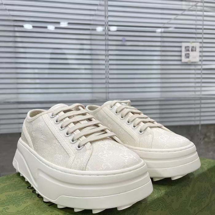 Gucci GG Women’s GG Sneaker White Original Canvas Flat 5 Cm Heel (9)