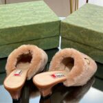 Gucci GG Women's Mid-Heel Slide Sandal Brown Fabric Horsebit 5.6 Cm Heel - Image 3