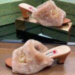 Gucci GG Women's Mid-Heel Slide Sandal Brown Fabric Horsebit 5.6 Cm Heel - Image 5