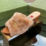 Gucci GG Women's Mid-Heel Slide Sandal Brown Fabric Horsebit 5.6 Cm Heel - Image 10