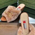 Gucci GG Women's Mid-Heel Slide Sandal Brown Fabric Horsebit 5.6 Cm Heel - Image 12