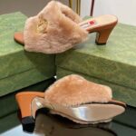 Gucci GG Women's Mid-Heel Slide Sandal Brown Fabric Horsebit 5.6 Cm Heel - Image 11