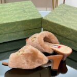 Gucci GG Women's Mid-Heel Slide Sandal Brown Fabric Horsebit 5.6 Cm Heel - Image 8