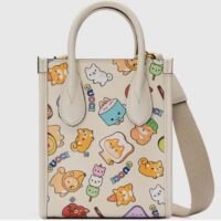 Gucci Unisex Animal Print Mini Tote Bag Beige Ebony GG Supreme Canvas (3)
