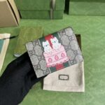 Gucci Unisex Animals Print Card Case Wallet Beige Ebony GG Supreme Canvas - immagine 2