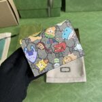 Gucci Unisex GG Animals Print Card Case Wallet Beige Ebony GG Supreme Canvas - immagine 3