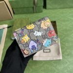 Gucci Unisex GG Animals Print Card Case Wallet Beige Ebony GG Supreme Canvas - immagine 4