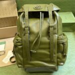 Gucci Unisex GG Backpack Tonal Double G Original GG Canvas Forest Green Leather - Imagen 2
