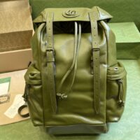 Gucci Unisex GG Backpack Tonal Double G Original GG Canvas Forest Green Leather (1)