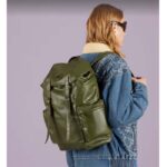 Gucci Unisex GG Backpack Tonal Double G Original GG Canvas Forest Green Leather - Imagen 11