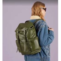 Gucci Unisex GG Backpack Tonal Double G Original GG Canvas Forest Green Leather (1)
