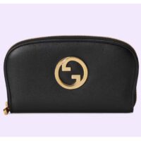 Gucci Unisex GG Blondie Zip Around Wallet Black Leather Round Interlocking G (1)