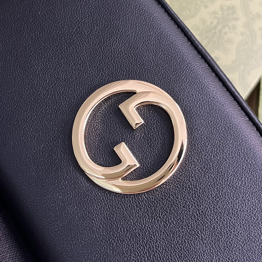 Gucci Unisex GG Blondie Zip Around Wallet Black Leather Round Interlocking G (2)