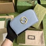Gucci Unisex GG Blondie Zip Around Wallet Light Blue Leather Round Interlocking G - Bild 2