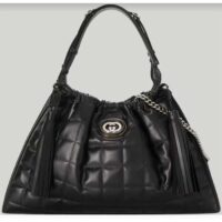 Gucci Unisex GG Deco Medium Tote Bag Black Quilted Leather Interlocking G (1)