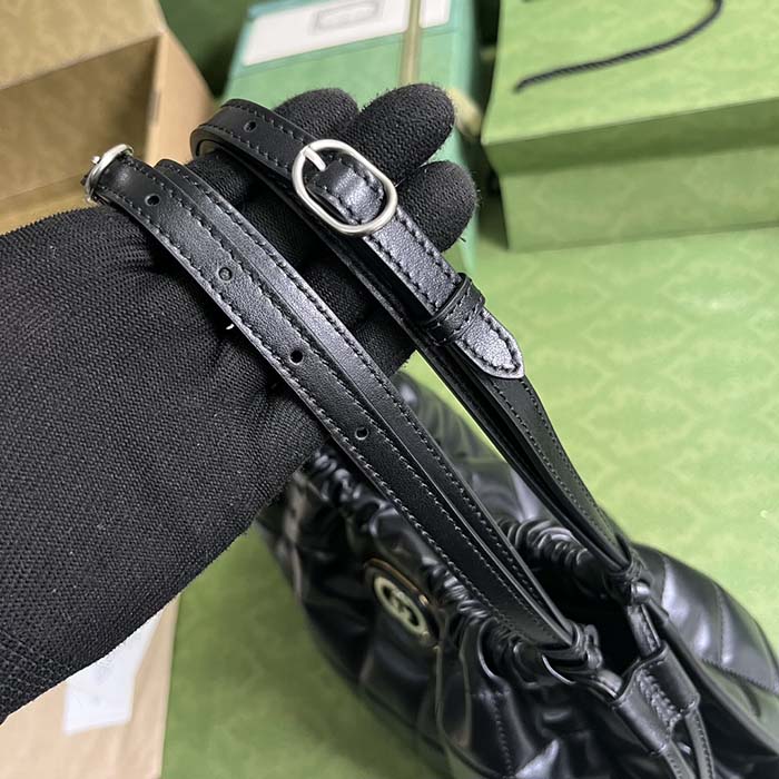 Gucci Unisex GG Deco Medium Tote Bag Black Quilted Leather Interlocking G (11)