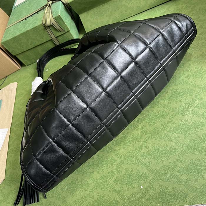 Gucci Unisex GG Deco Medium Tote Bag Black Quilted Leather Interlocking G (5)