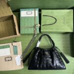 Gucci Unisex GG Deco Medium Tote Bag Black Quilted Leather Interlocking G – Image 4