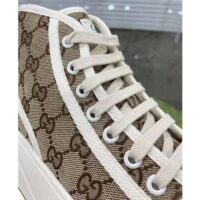 Gucci Unisex GG High Top Sneaker Beige Ebony Original GG Canvas Flat Interlocking G (10)