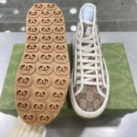 Gucci Unisex GG High Top Sneaker Beige Ebony Original GG Canvas Flat Interlocking G (10)