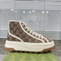 Gucci Unisex GG High Top Sneaker Beige Ebony Original GG Canvas Flat Interlocking G (10)