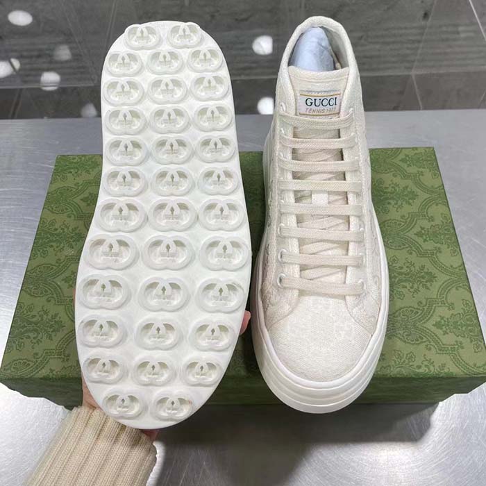Gucci Unisex GG High Top Sneaker White Original GG Canvas Flat Interlocking G (3)