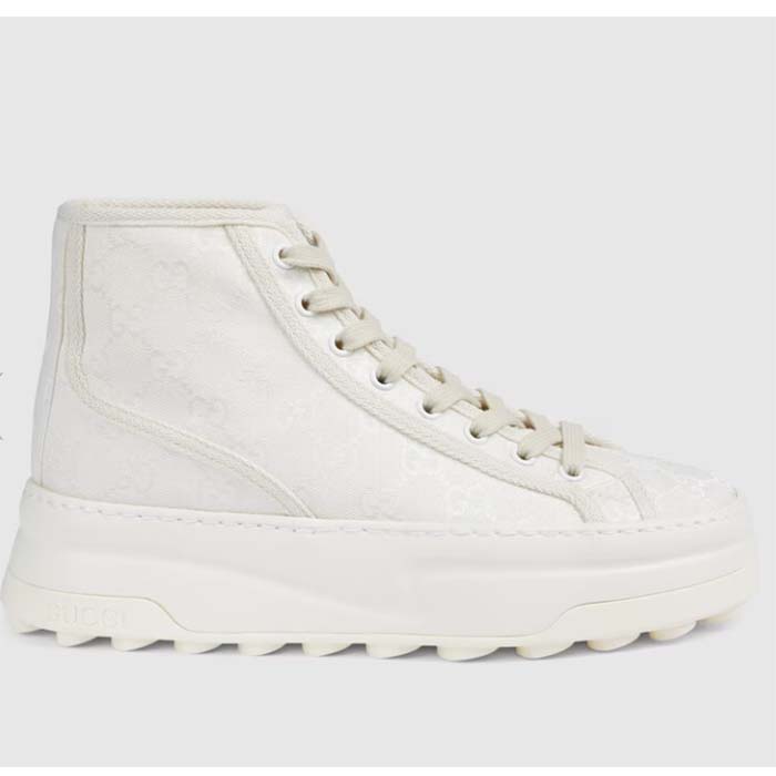 Gucci Unisex GG High Top Sneaker White Original GG Canvas Flat Interlocking G