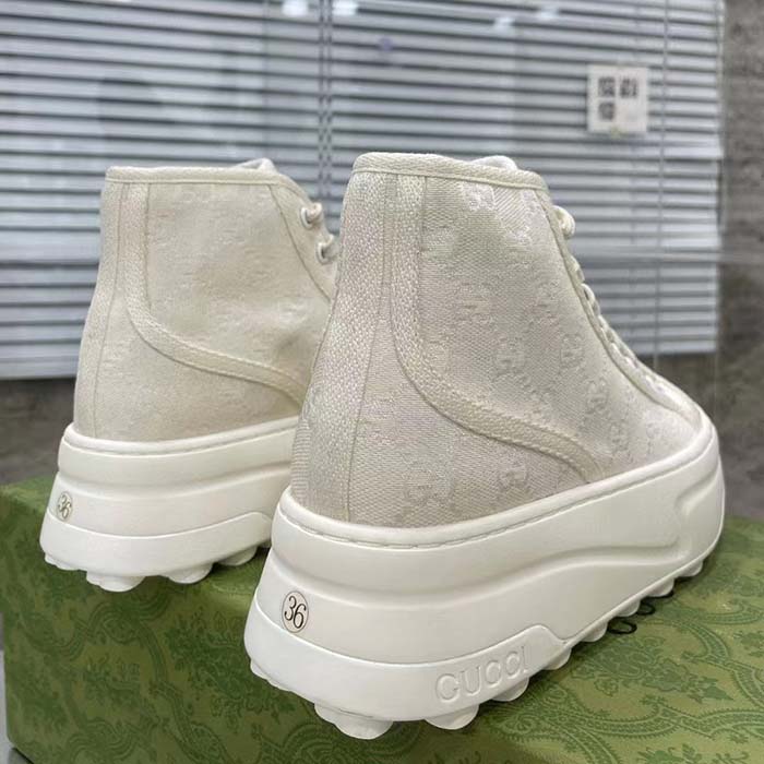 Gucci Unisex GG High Top Sneaker White Original GG Canvas Flat Interlocking G (8)