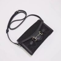 Gucci Unisex GG Horsebit 1955 Jumbo GG Mini Bag Black Canvas (1)