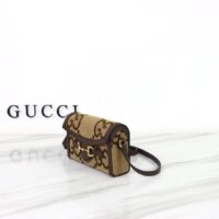 Gucci Unisex GG Horsebit 1955 Jumbo GG Mini Bag Camel Ebony Canvas (4)