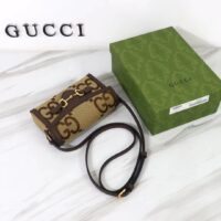 Gucci Unisex GG Horsebit 1955 Jumbo GG Mini Bag Camel Ebony Canvas (4)
