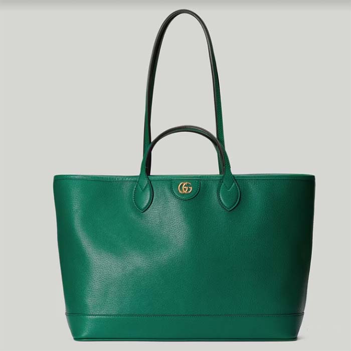 Gucci Unisex GG Ophidia Medium Tote Bag Green Leather Double G