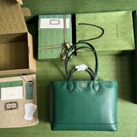 Gucci Unisex GG Ophidia Medium Tote Bag Green Leather Double G (2)