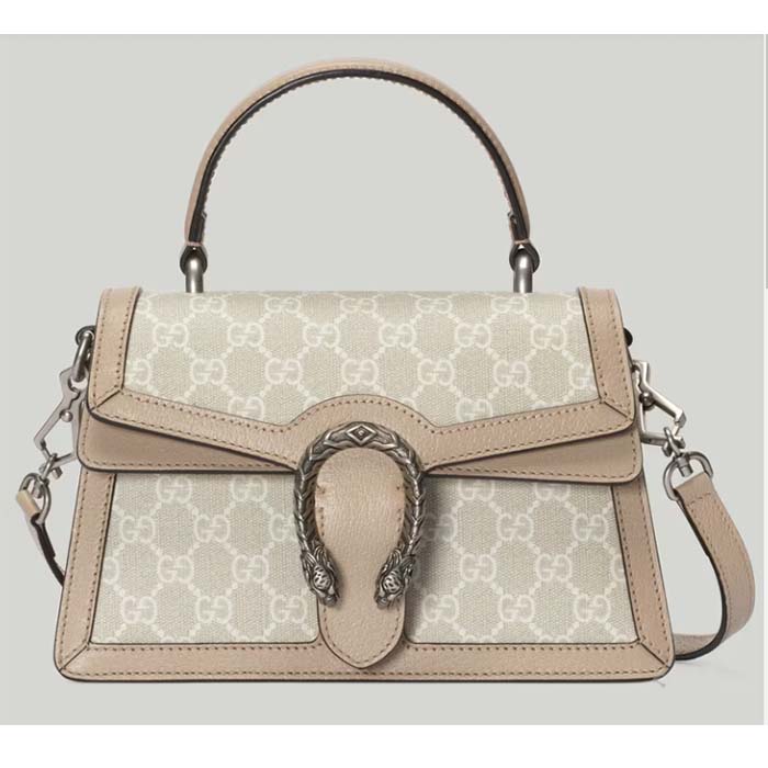 Gucci Unisex GG Small Dionysus Top Handle Bag Beige White Supreme Canvas