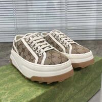 Gucci Unisex GG Sneaker Beige Ebony Original Canvas Flat Interlocking G 5 Cm Heel (3)