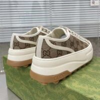 Gucci Unisex GG Sneaker Beige Ebony Original Canvas Flat Interlocking G 5 Cm Heel (3)