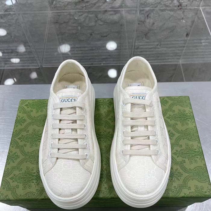 Gucci Unisex GG Sneaker White Original GG Canvas Flat Interlocking G 5 Cm Heel (3)