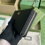 Gucci Unisex GG Zip Around Wallet Bamboo Black Leather Double G - immagine 4