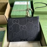 Gucci Unisex Jumbo GG Medium Messenger Bag Black Canvas Zip Closure - immagine 2