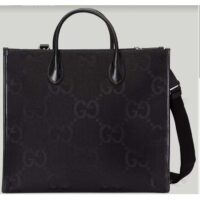 Gucci Unisex Jumbo GG Tote Bag Black Jumbo GG Canvas Hook Closure (1)