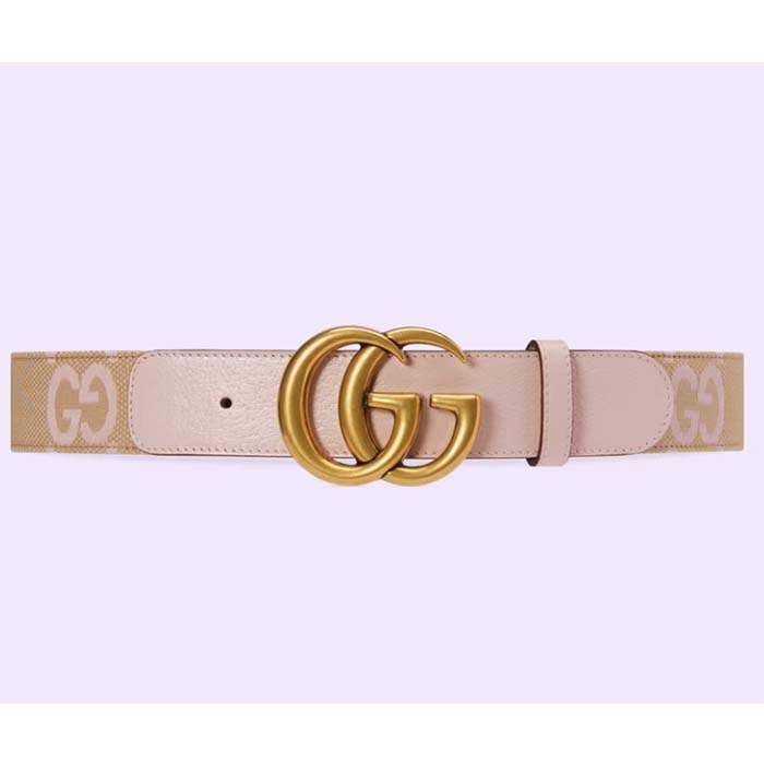 Gucci Unisex Marmont Jumbo GG Belt Beige Light Pink Jumbo GG Canvas