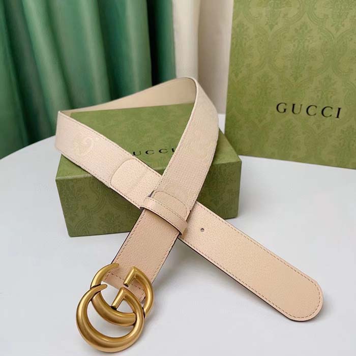 Gucci Unisex Marmont Jumbo GG Belt Beige Light Pink Jumbo GG Canvas (9)