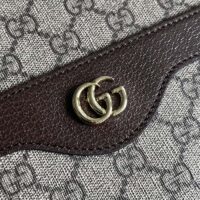 Gucci Unisex Ophidia GG Large Tote Bag Beige Ebony GG Supreme Canvas Brown Leather (1)